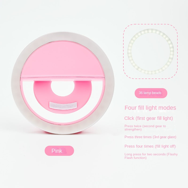 Phone Selfie Ring Light with Mirror, Clip-On LED Fill