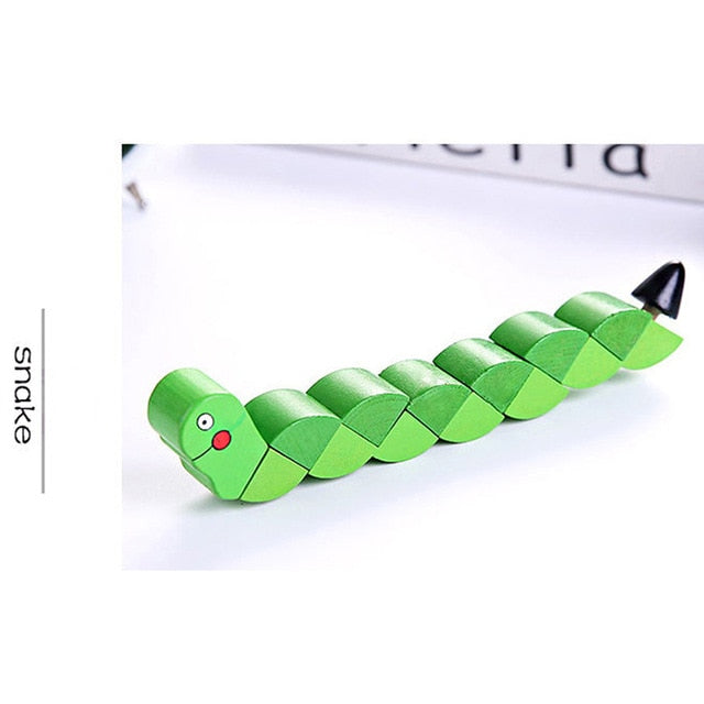 Colorful Wooden Worm Puzzle Toy for Fine Motor Skills
