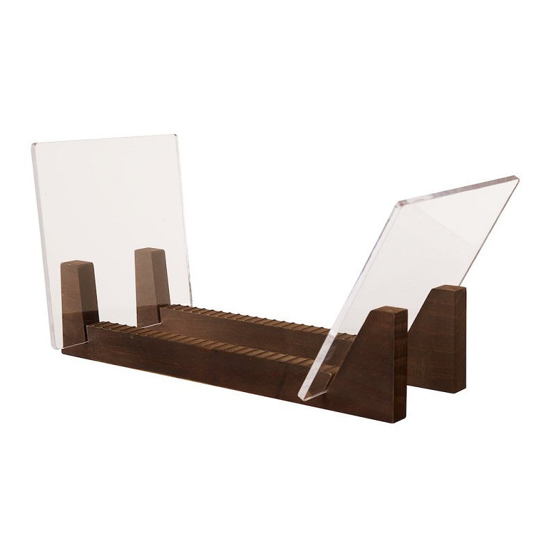 Walnut Wooden Record Storage Rack for 50 Albums Upright