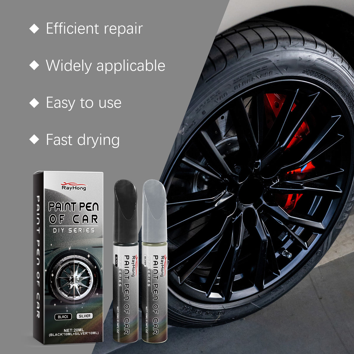 Car Scratch Repair Pen Set for Wheels & Minor Chips