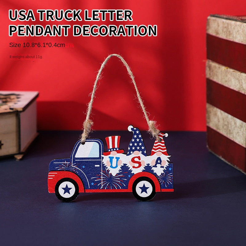 Patriotic Wooden Hanging Ornaments for Festive Decor