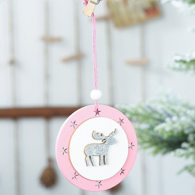 Wooden Christmas Ornaments for Pastel Holiday Decor