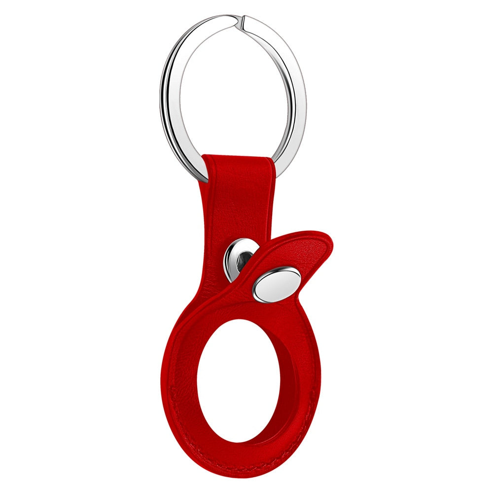 Leather AirTag Holder Keychain with Protective Sleeve