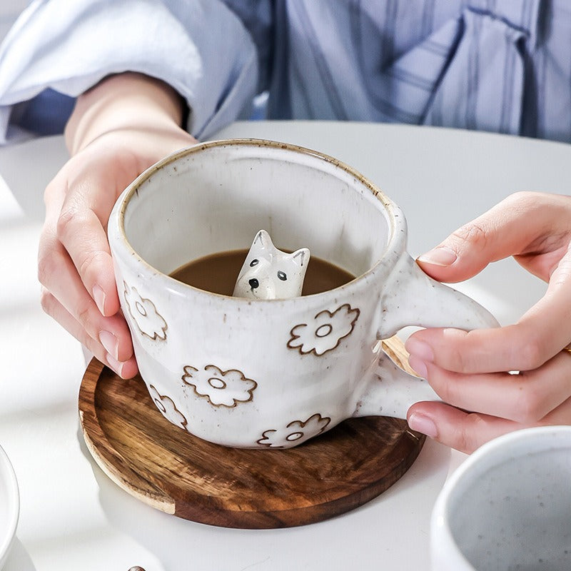 3D Animal Ceramic Coffee Mug With Hidden Animal Inside