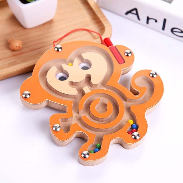 Wooden Magnetic Maze Toy for Fine Motor Skill Play