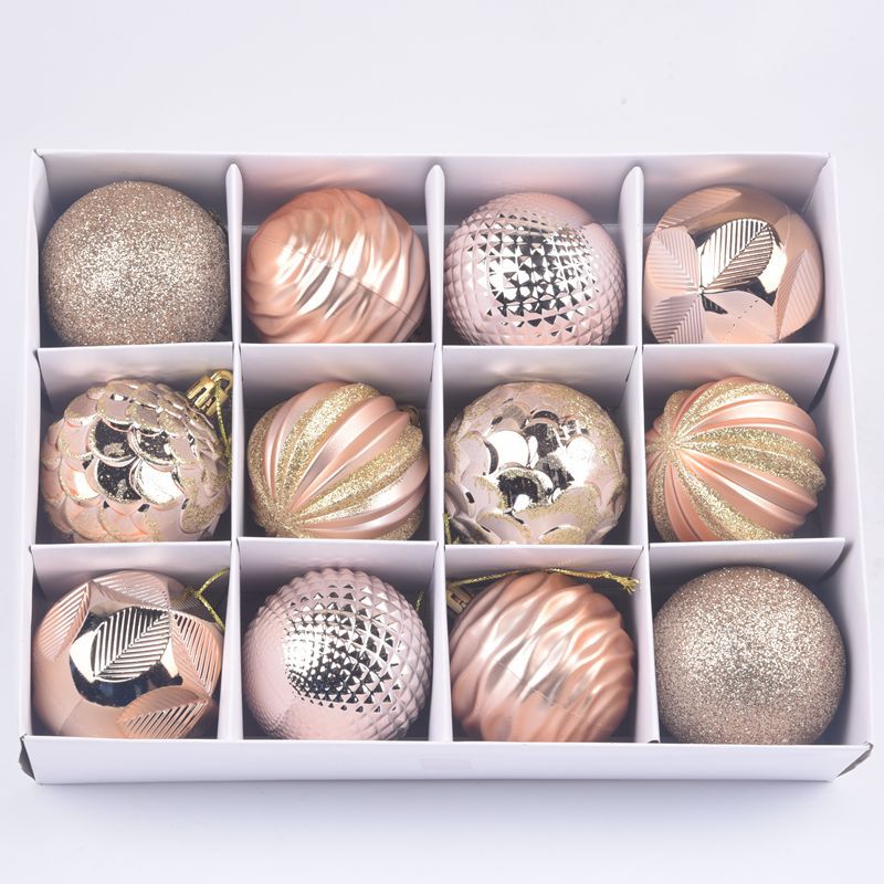 Christmas Tree Ornaments 12-Piece Glitter Bauble Set
