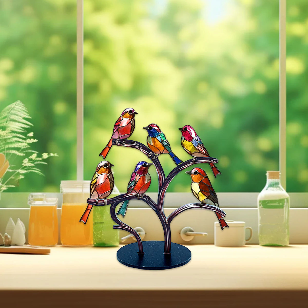 Bird Sculpture Decor – Colorful Nature Tabletop Accent