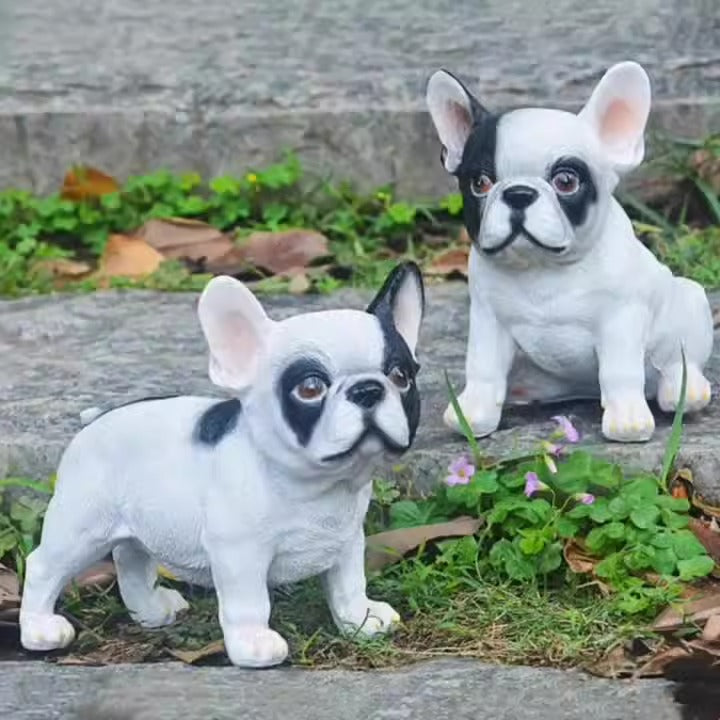 French Bulldog Garden Statue: Lifelike Resin Puppy Decor