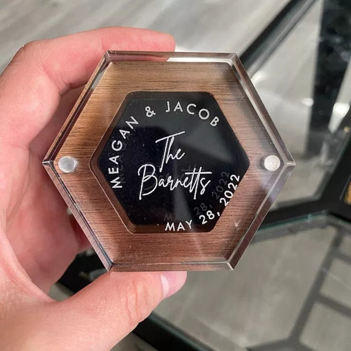 Personalized Wedding Ring Box with Names and Wedding Date