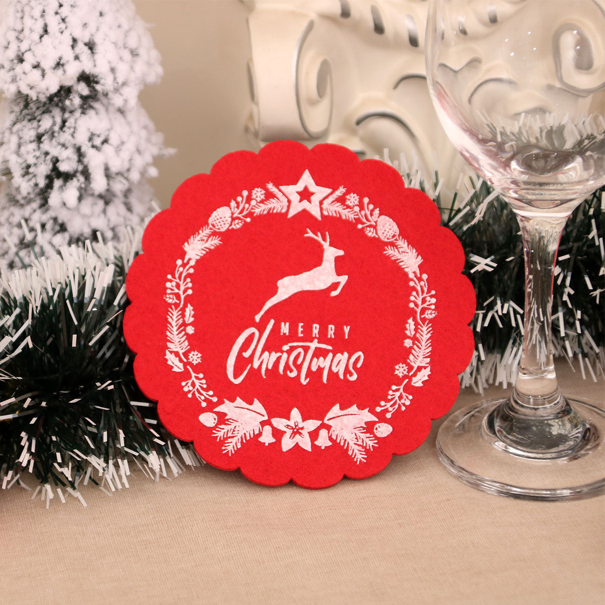 Christmas Felt Coasters for Festive Table Settings