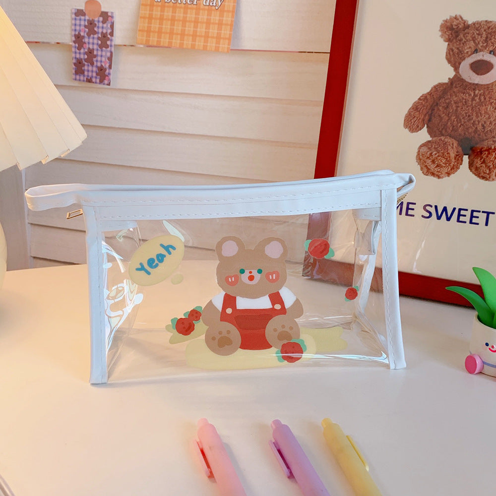 Clear Cute Bear Pencil Case, Large Capacity Pouch Bag