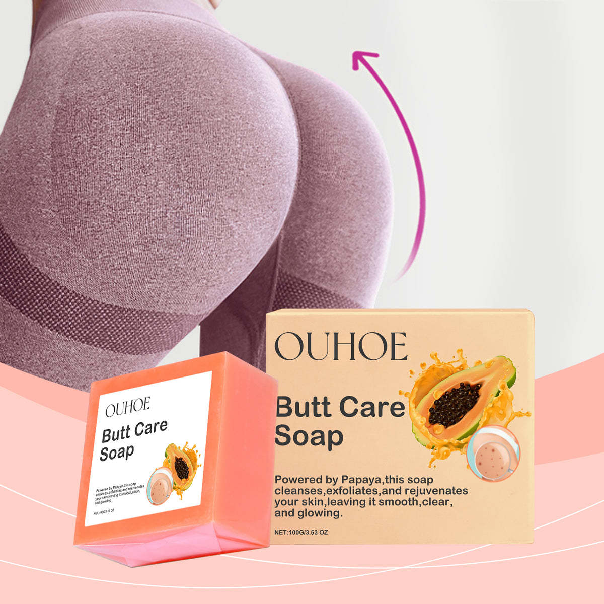 Papaya Butt Care Soap for Smooth, Soft Buttocks Skin