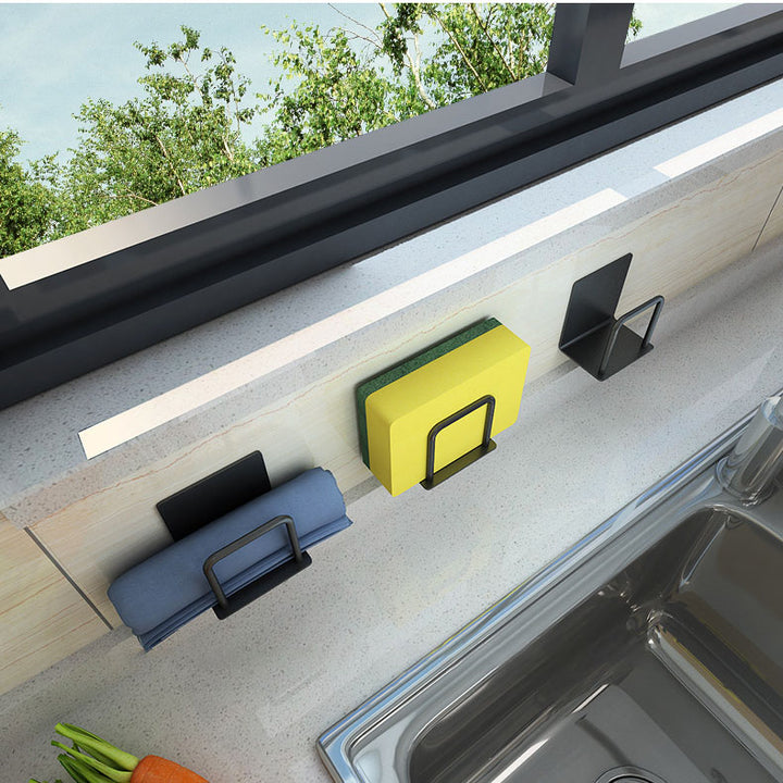 Punch-Free Stainless Steel Sponge Holder for Kitchen Sink
