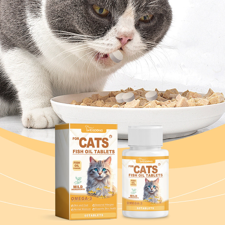 Cat Fish Oil Tablets for Skin, Coat & Immune Support