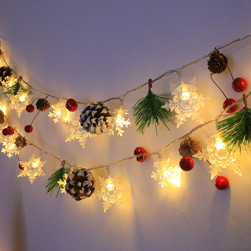 Christmas Snowflake Pinecone String Lights for Stairs