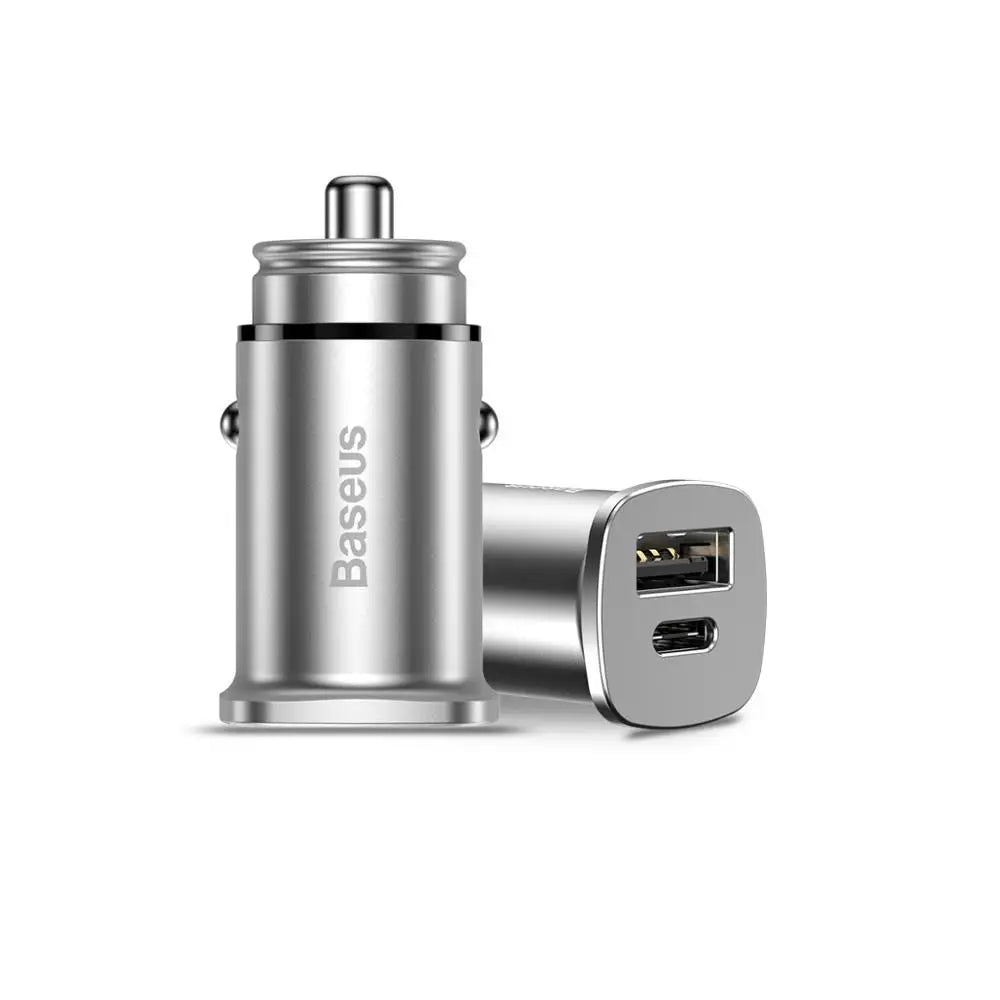 Baseus 30W Car Charger — Dual USB-C PD Fast Charge