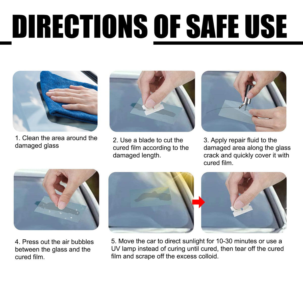 Windshield Glass Repair Kit for Small Chips & Cracks