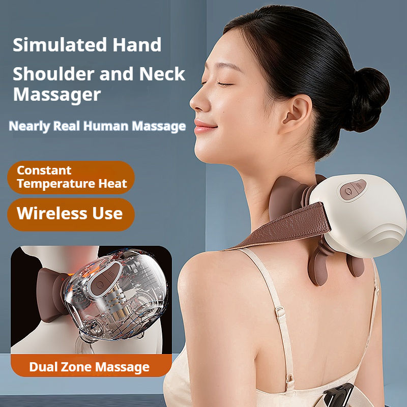 Cordless Neck Massager with Heat and Kneading Nodes