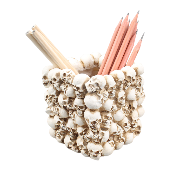 Gothic Skull Pen Holder for Desk Pencil Storage