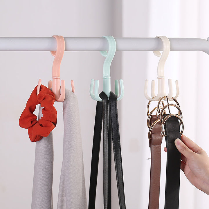 Rotating Belt and Scarf Hook Rack for Closet Storage