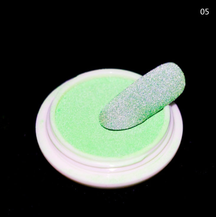Reflective Nail Glitter Powder — Glow-in-the-Dark Disco Shine