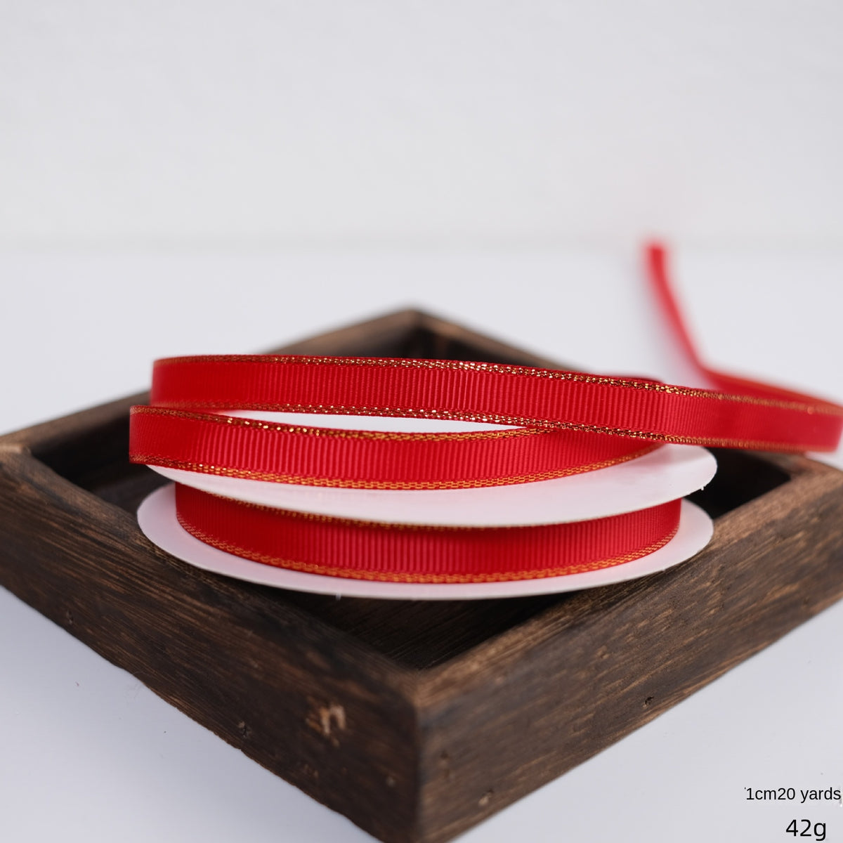 Christmas Ribbon with Gold Edges for Gift Wrapping