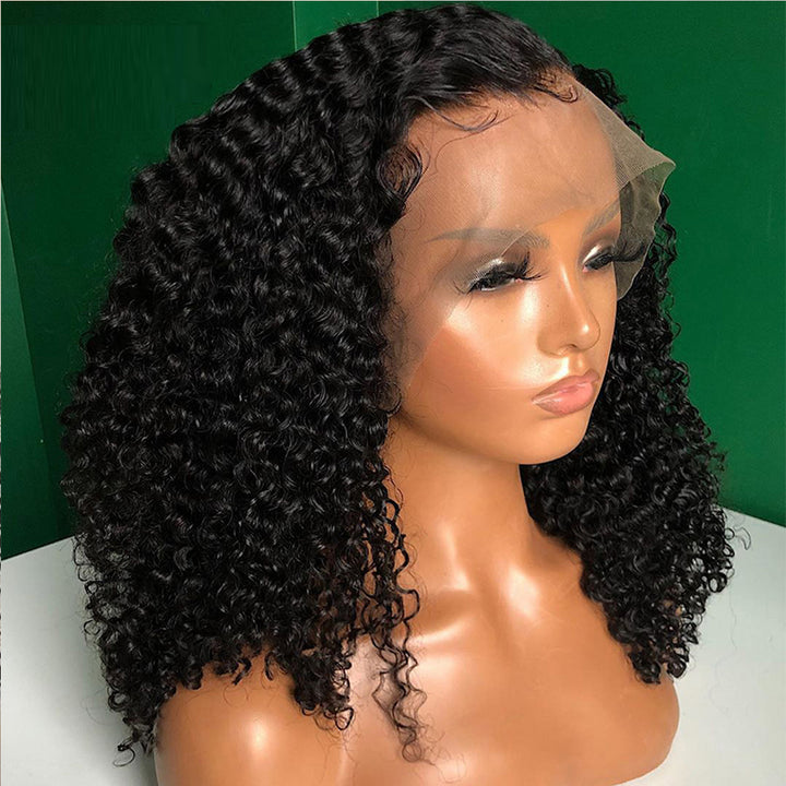 Curly Bob Front Lace Wig With Natural Hairline