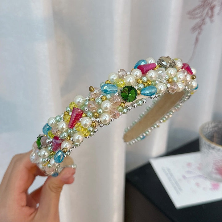Beaded Crystal Pearl Headband For Polished Glamour
