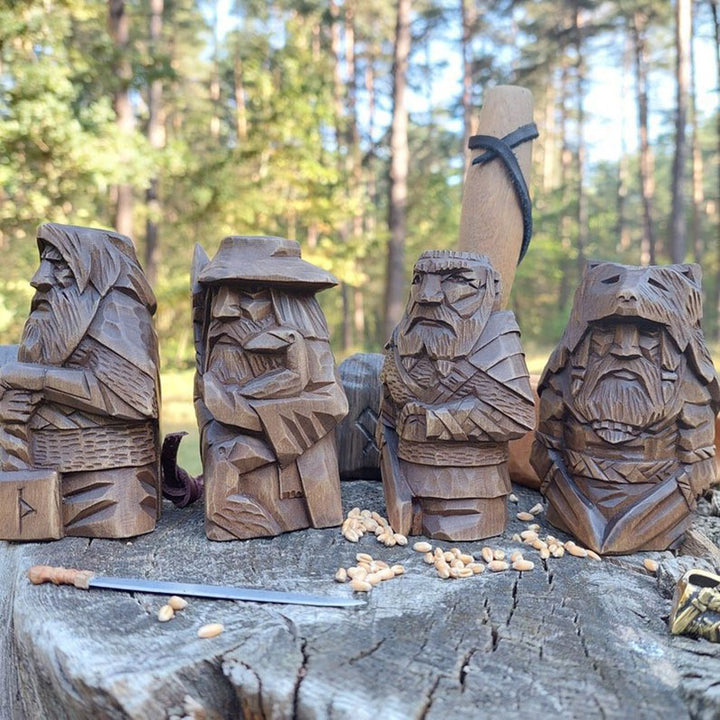 Norse God Figurines Set: Odin, Thor, Tyr & Ulfhednar