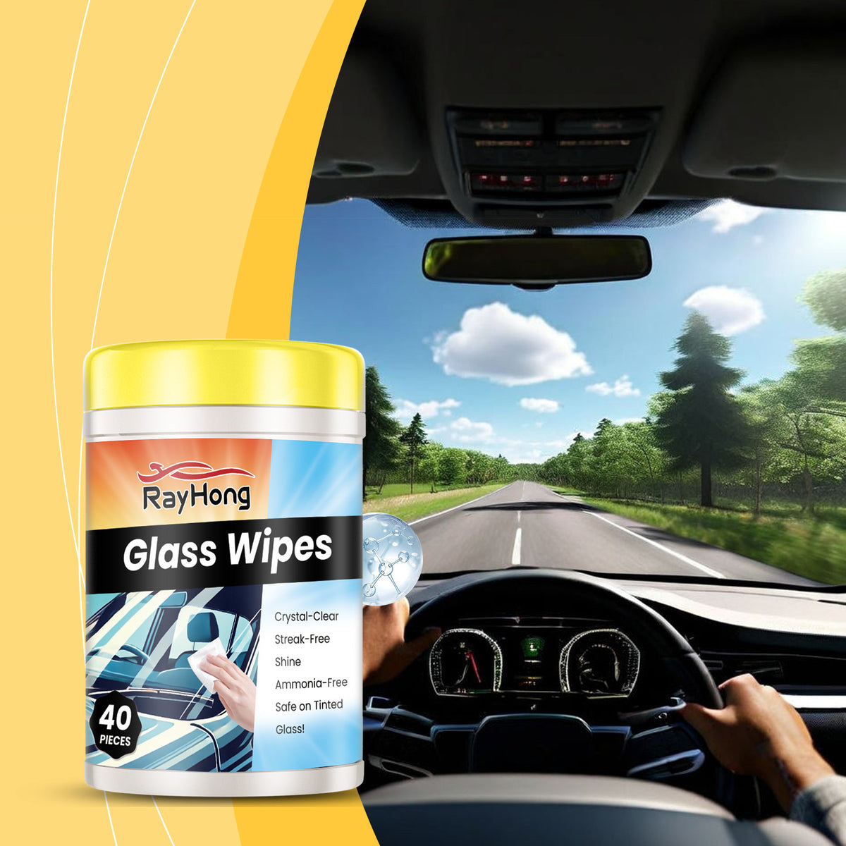 Car Glass Cleaning Wipes for Streak-Free Visibility