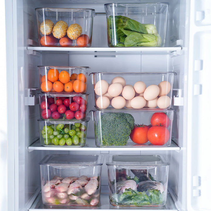 Clear Stackable Fridge Storage Bins with Vented Lid