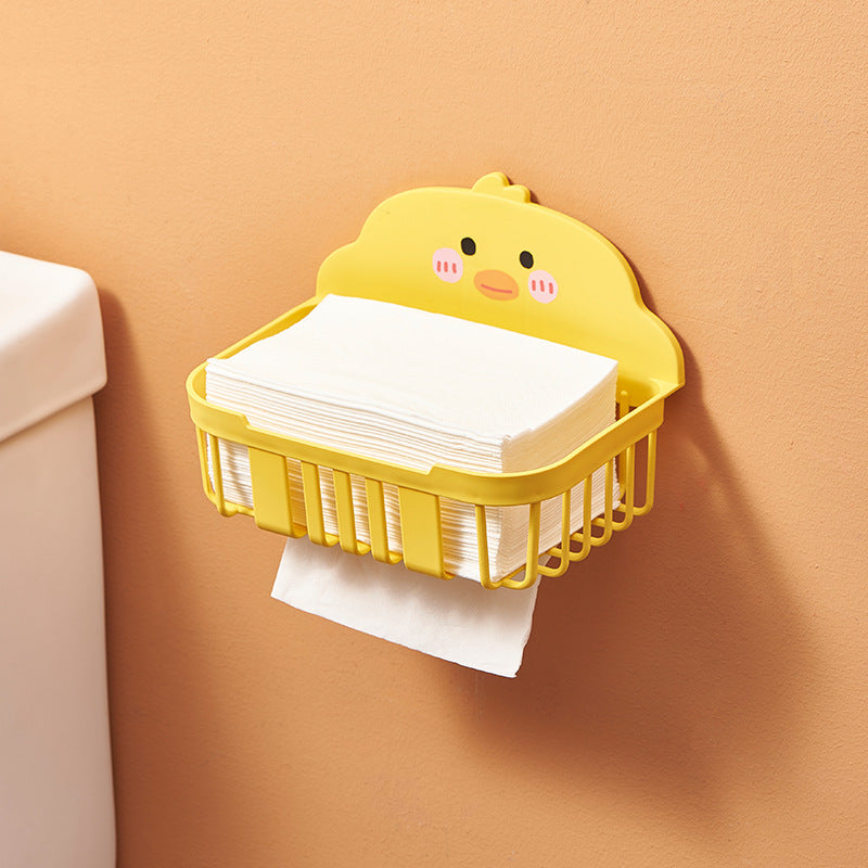 Punch-Free Wall Tissue Box Holder with Cute Chick Design