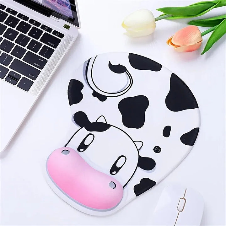 Cute Cow Print Mouse Pad with Gel Wrist Rest for Desk