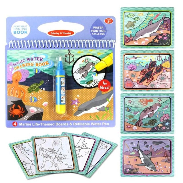 Magic Water Drawing Book for Mess-Free Reusable Fun