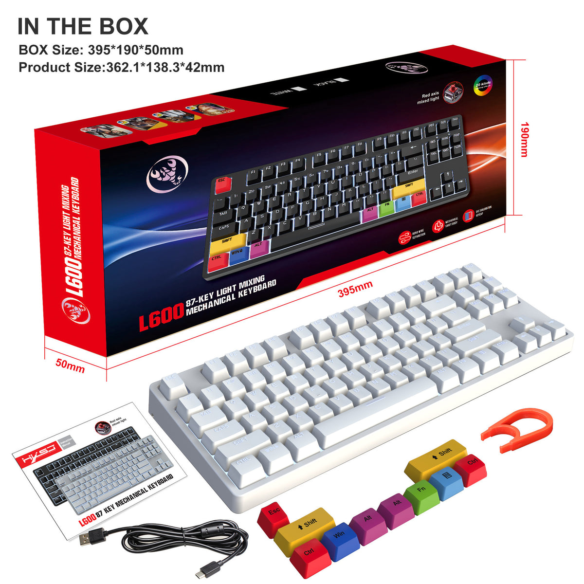 Compact Mechanical Gaming Keyboard: 87 Keys, Red Axis