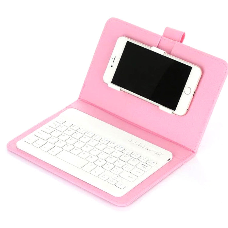 Bluetooth Keyboard Phone Case with PU Leather Folio