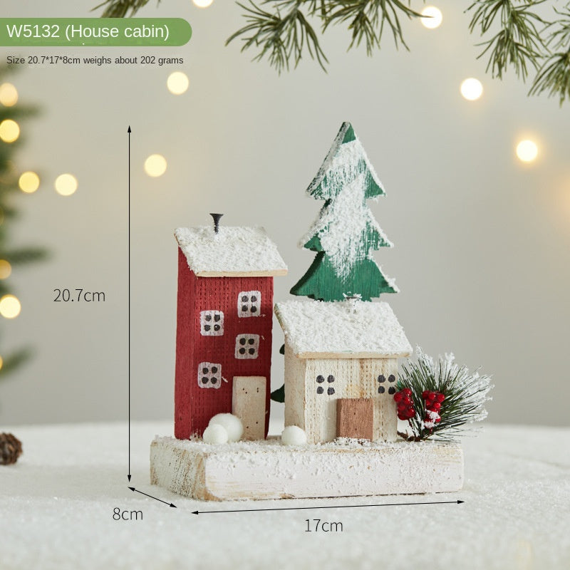 Mini Wooden Christmas Village Decor for Cozy Tables