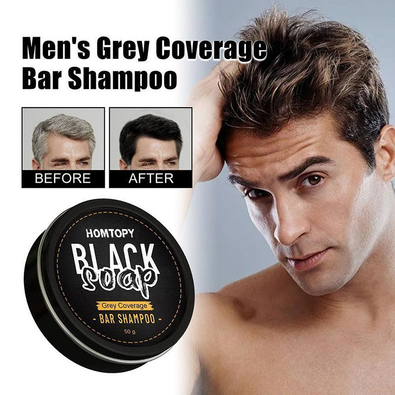 Men's Grey Coverage Bar Shampoo for Darker-Looking Hair