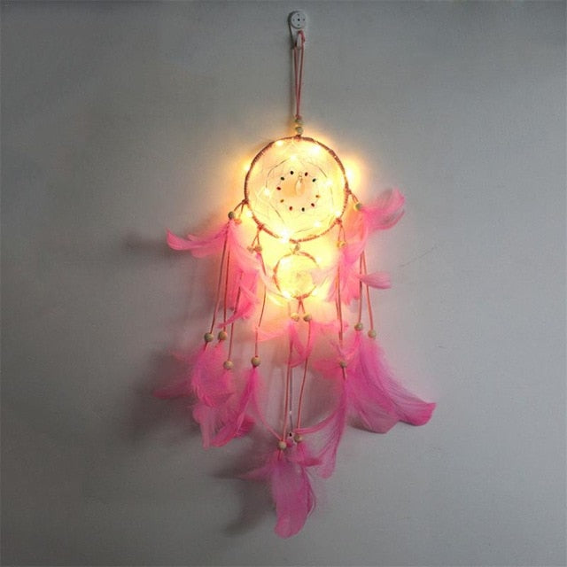 Glowing Dreamcatcher Wall Decor with Fairy Lights