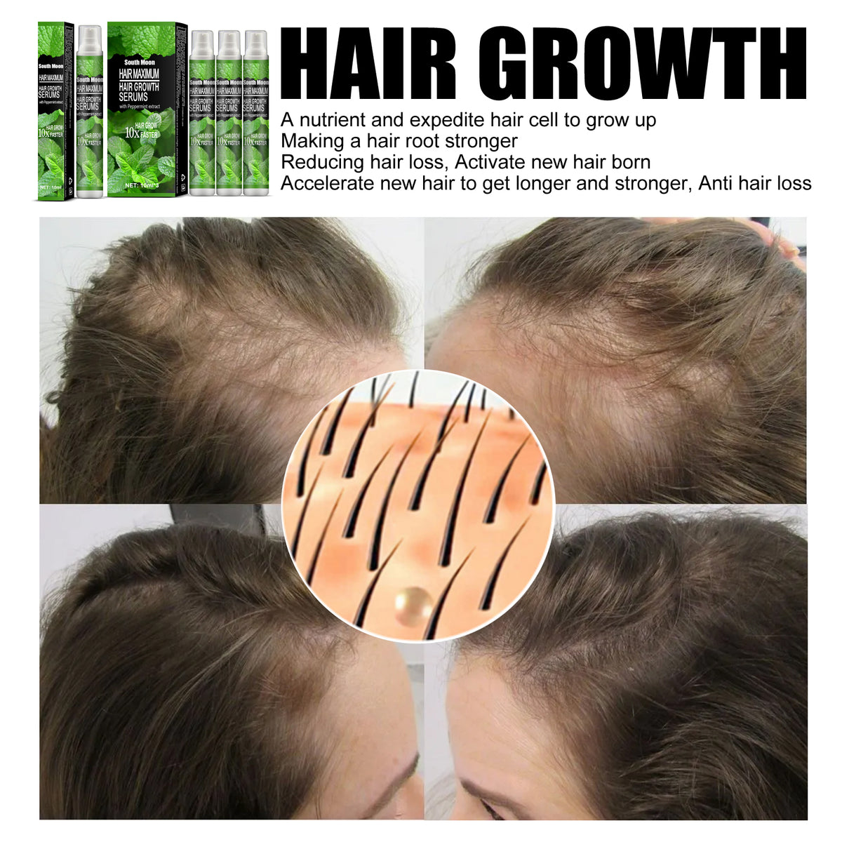 Peppermint Hair Growth Serum for Thinning Hair Care