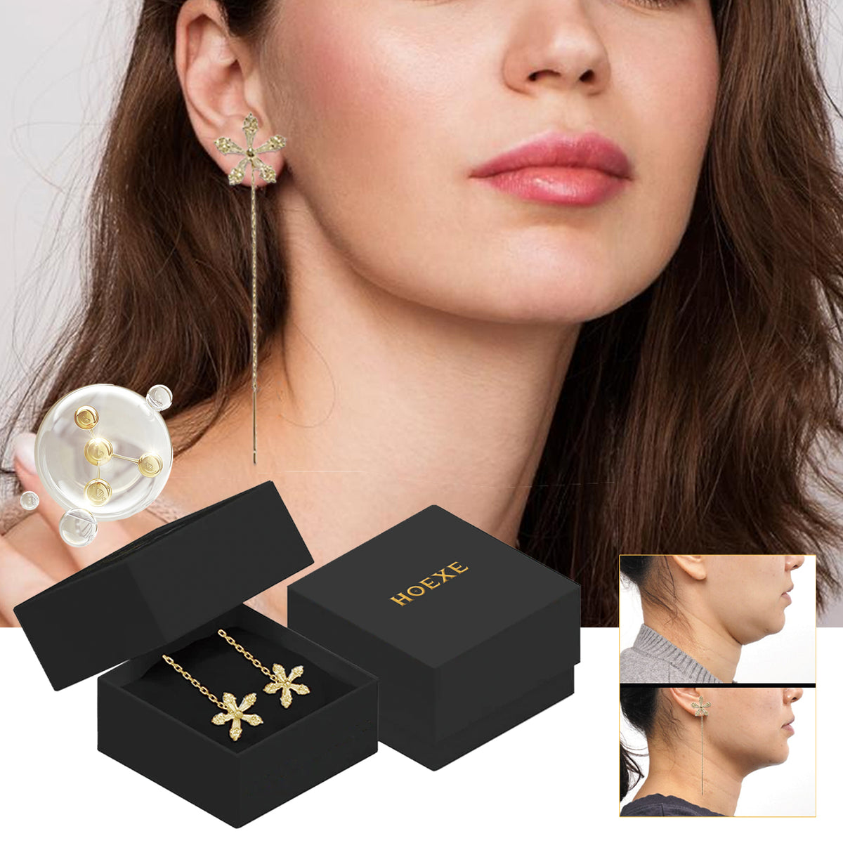Flower Drop Earrings With Romantic Crystal Sparkle