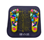Overhead view of reflexology mat showing dual-foot design with colorful 3D massage nodes