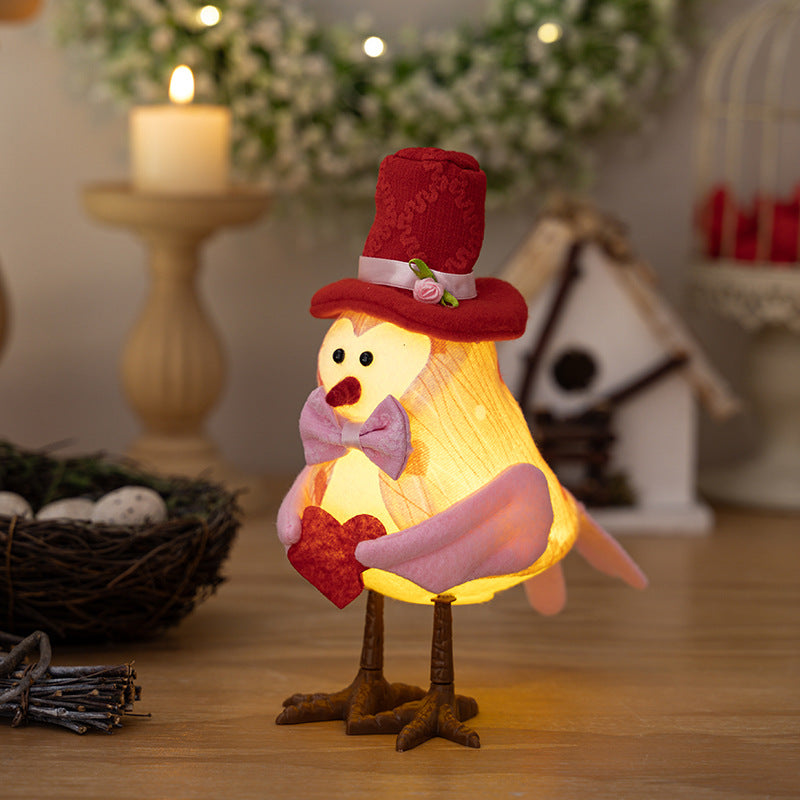 Bird Desktop Ornament — Warm Christmas Tabletop Glow