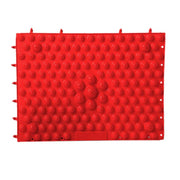 Bright red reflexology foot massage pad with hundreds of raised spherical acupressure nodules arranged in uniform grid pattern