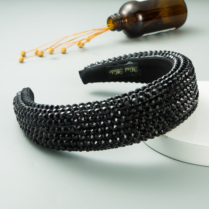 Wide Brim Headband With Full-Drill Sparkle Design