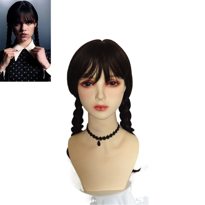 Black Braided Wig – Wednesday-Inspired Costume Hair