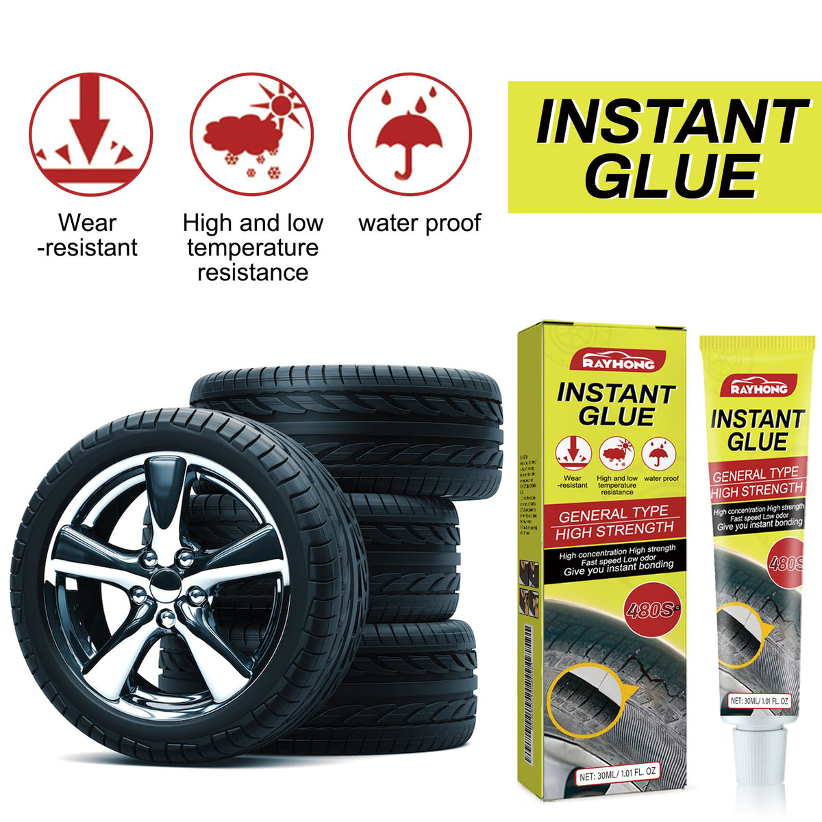 Tire Crack Repair Glue – Instant High-Strength Adhesive