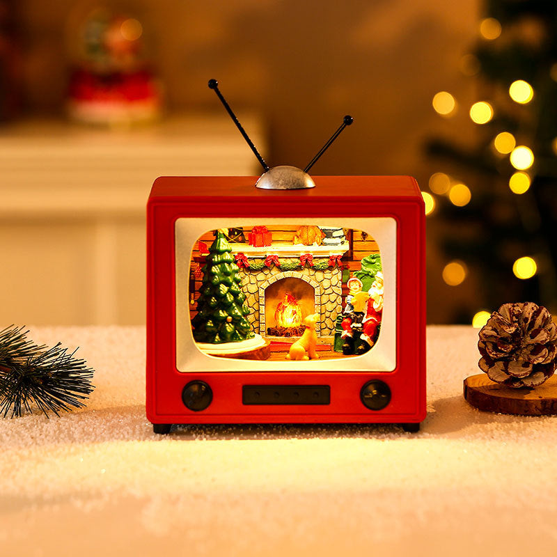 Christmas TV Ornament With Spinning Musical Display