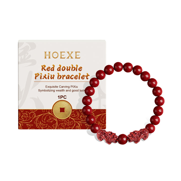 Red Double Pixiu Bracelet for Good Luck and Style