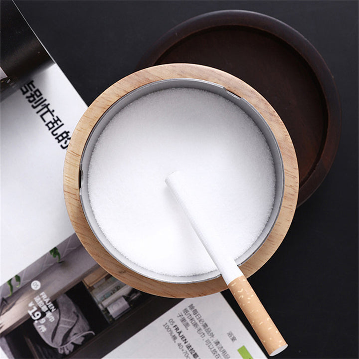 Nordic Solid Wood Ashtray with Lid for Tidy Tables
